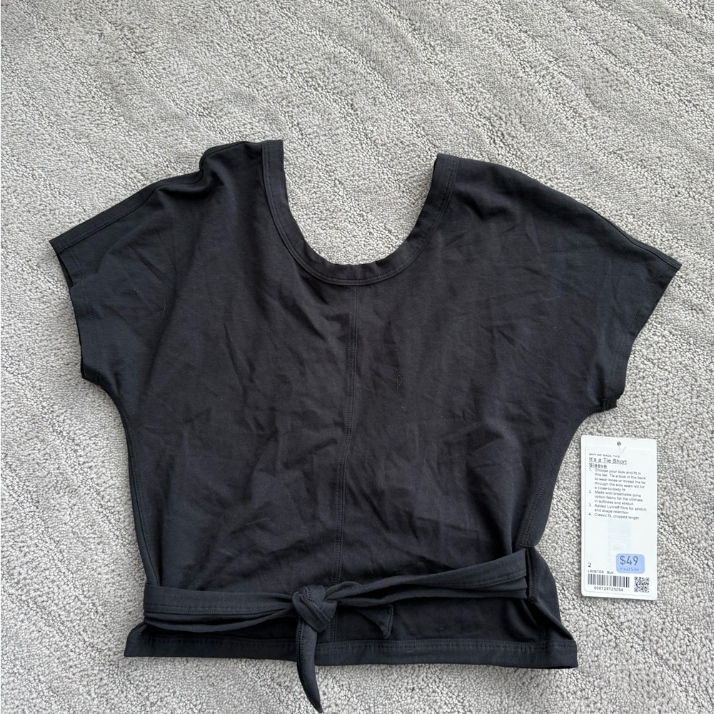 lululemon athletica Black Tie-Front Short Sleeve Tee